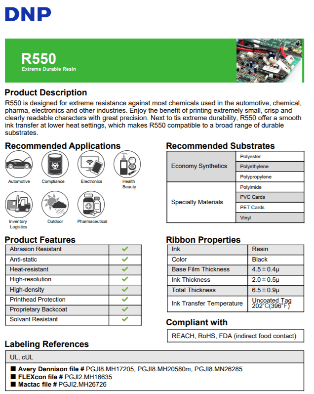 Mực in mã vạch Resin R550 chính hãng DNP